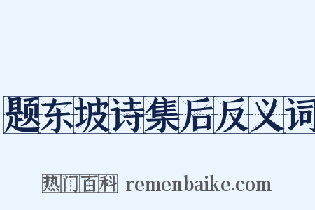 题东坡诗集后反义词是什么意思的图片